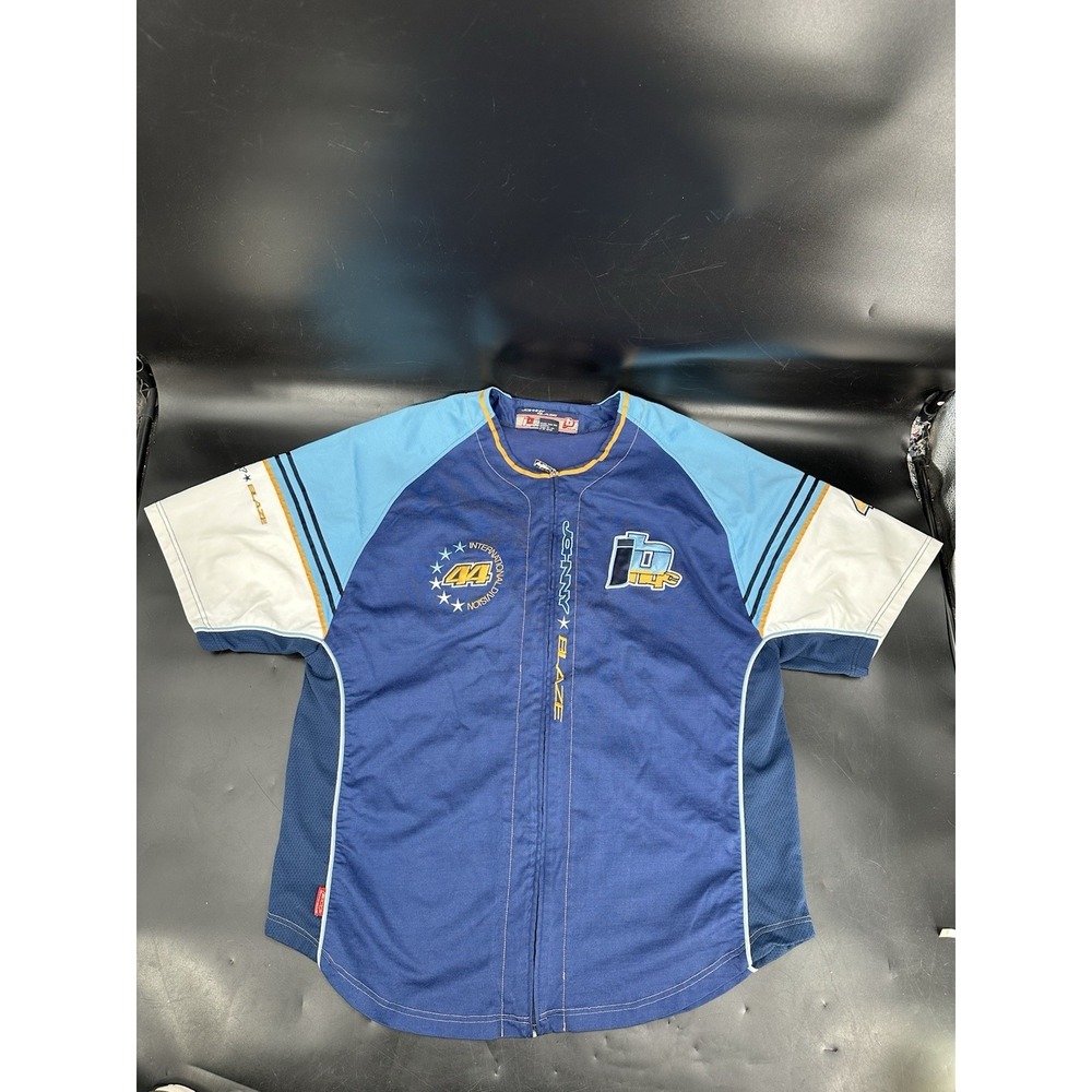 Vintage Johnny Blaze Full Zip Jersey Shirt International Division 44 JBNYC XXL‎